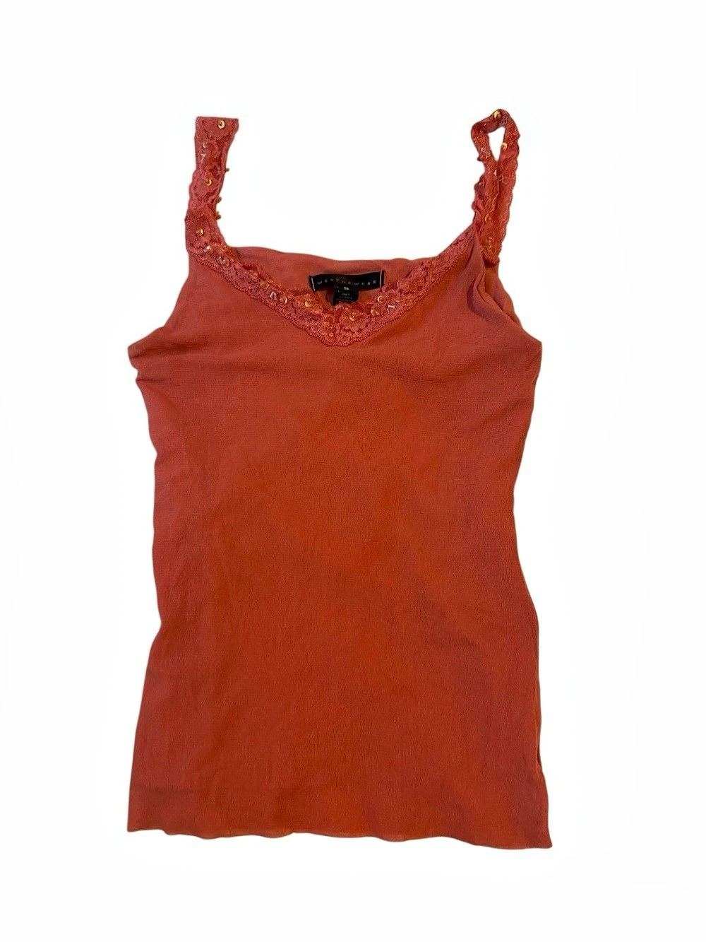 Weston Wear Beaded Lace Camisole in Orange Size Small Like New